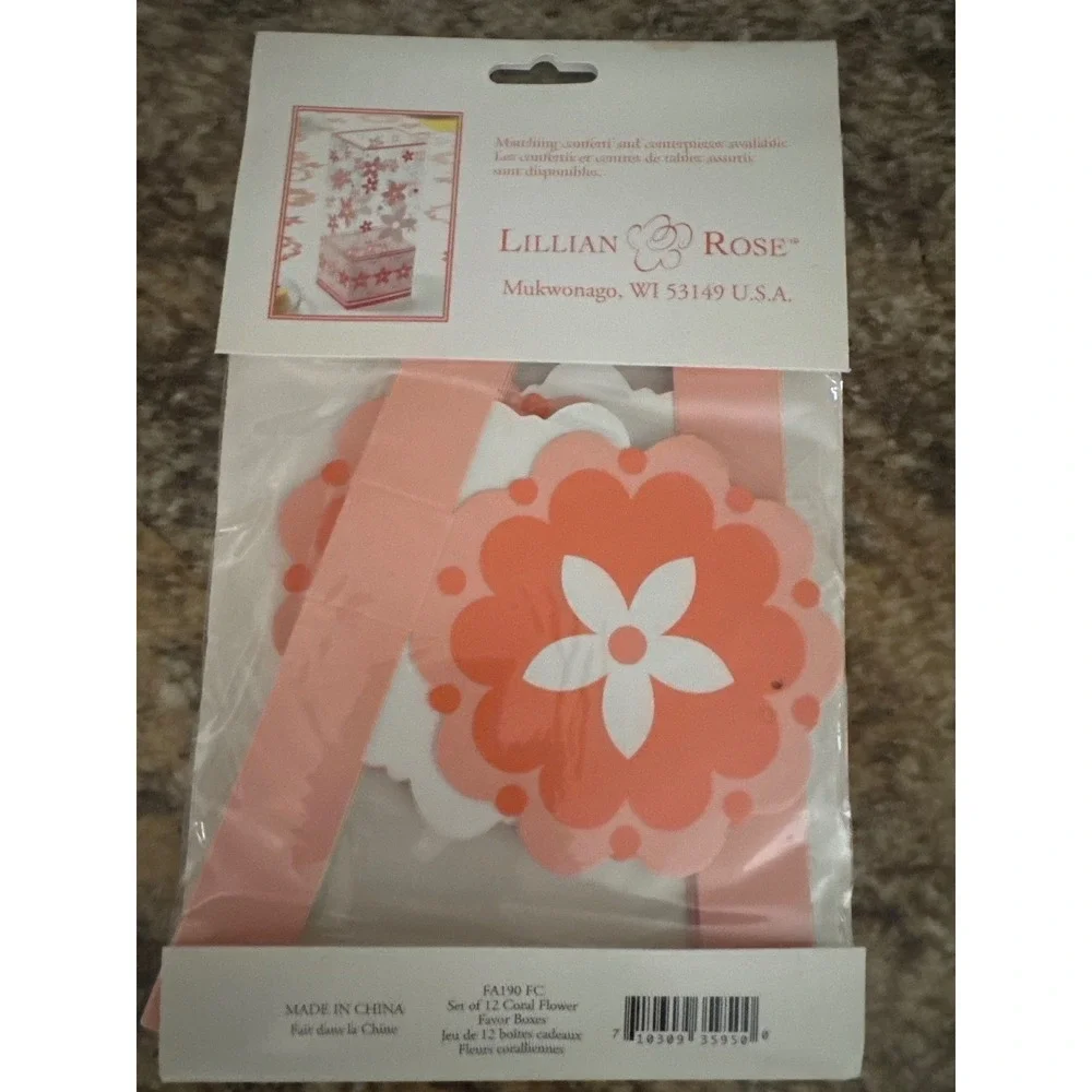 Lillian Rose Field of Flowers Coral Floral Favor Boxes Set of 12 FA190 FC